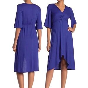 Superfoxx Twist Front Rib Knit Midi Dress in Royal Blue